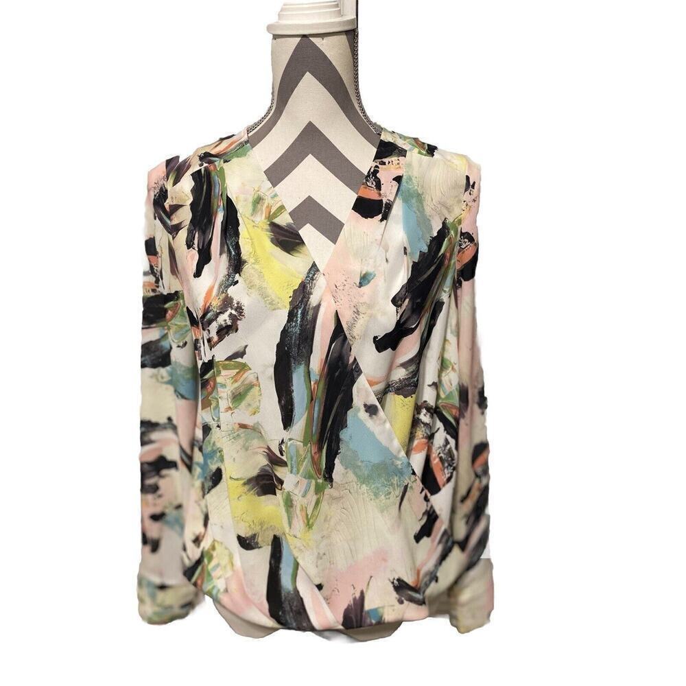 Halogen Size Sm Blouse Top Long Sleeve Nordstrom Crossover V Neck
